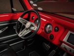 16 1972 Chevy C10 driver interior custom steering wheel round gauges red dash