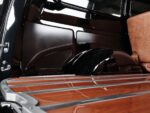 19 1952 Chevy Suburban rear cargo detail wood plank floor polished strips black interior panels