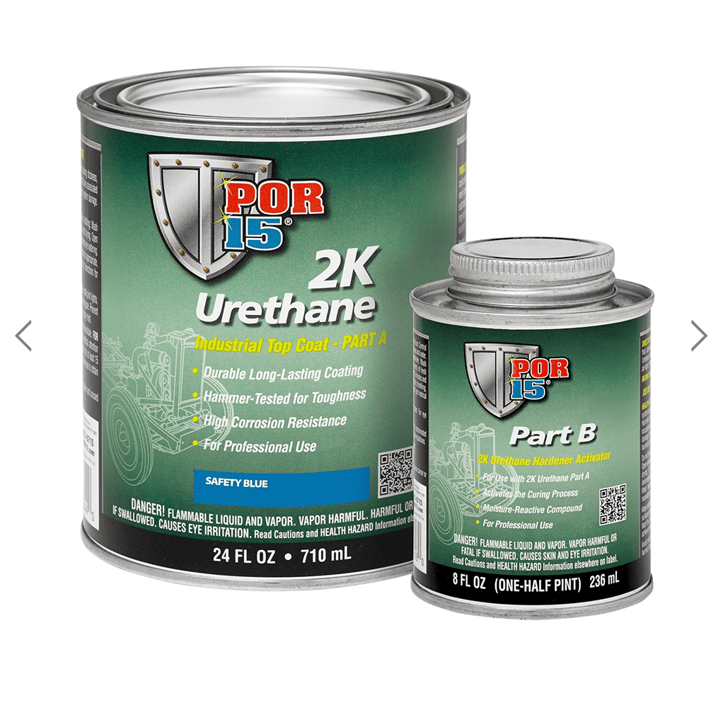 19 POR 15 2K urethane industrial top coat with hardener for long lasting high corrosion protection