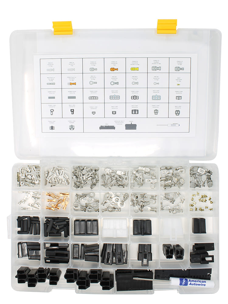 29 Terminal organizer box metal connectors plastic housings American Autowire reference chart