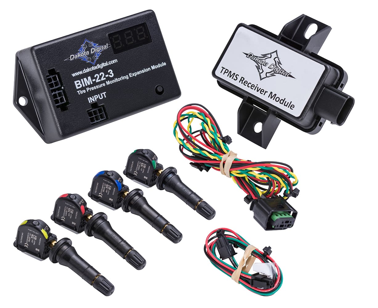 53 Dakota Digital BIM 22 3 tire pressure monitoring system receiver module four colored sensors wire harnesses