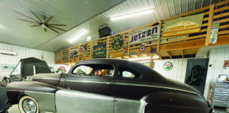 01 1947 Ford coupe in shop fadeaway fender metalwork mockup traditional custom build