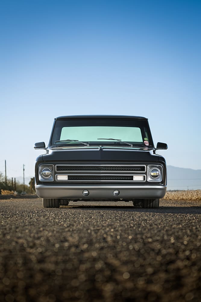 04 1968 Chevrolet C10 classic truck front road shot