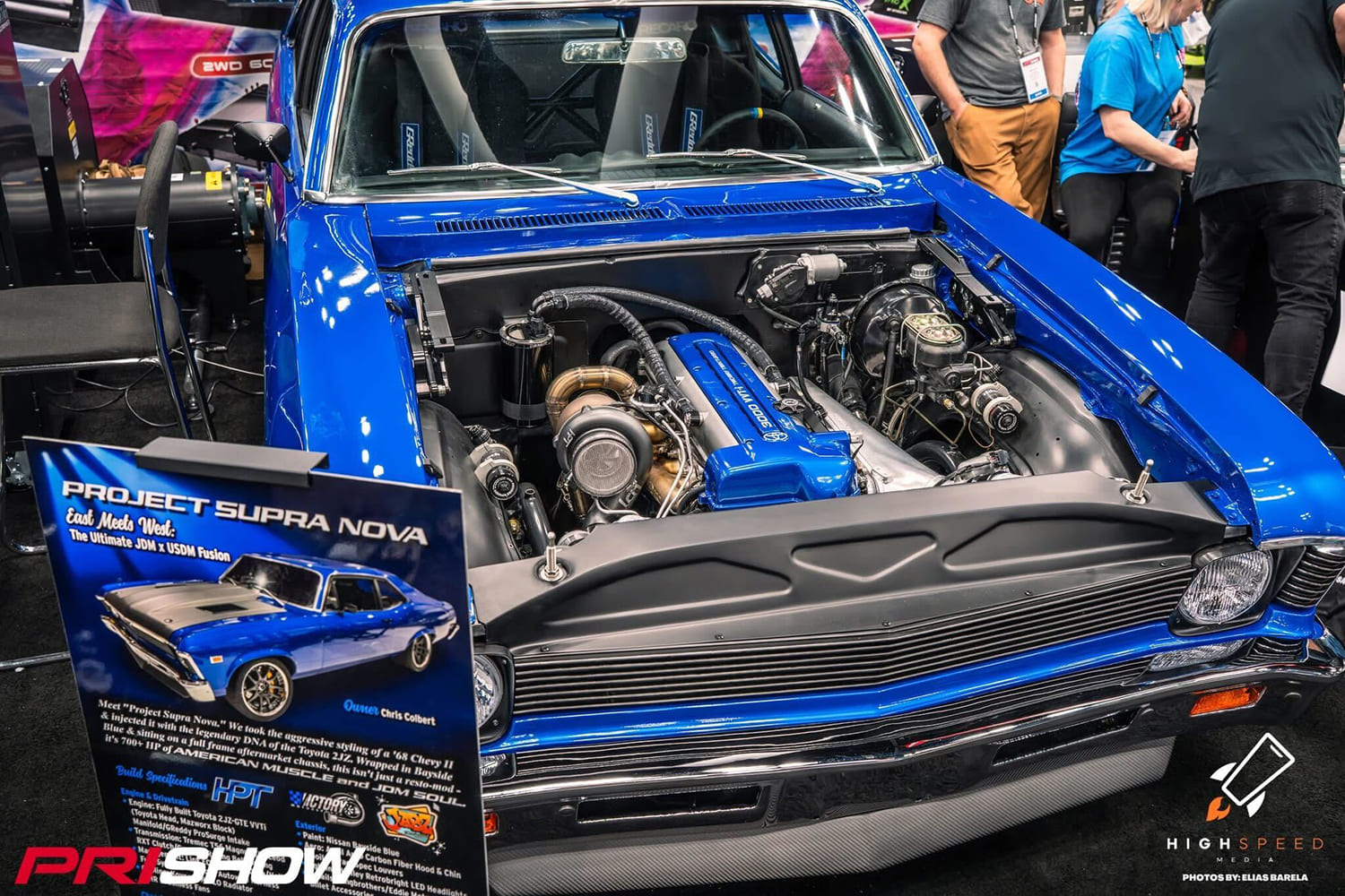 08 Colbert 1968 Chevy II Nova engine displayed at show