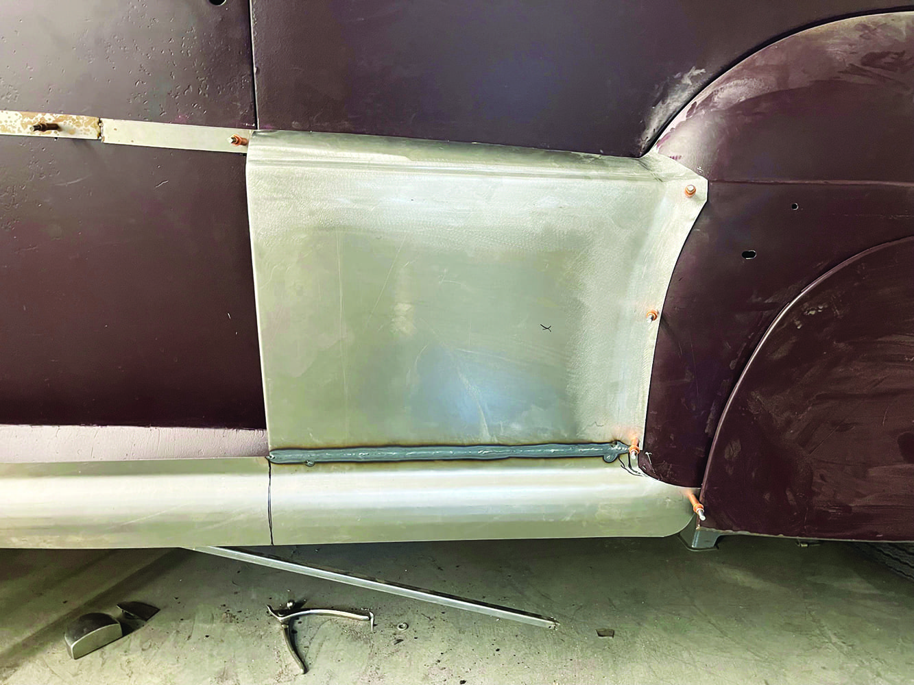 15 1947 Ford coupe detailed rear fadeaway fender cleco fasteners trim strip visible