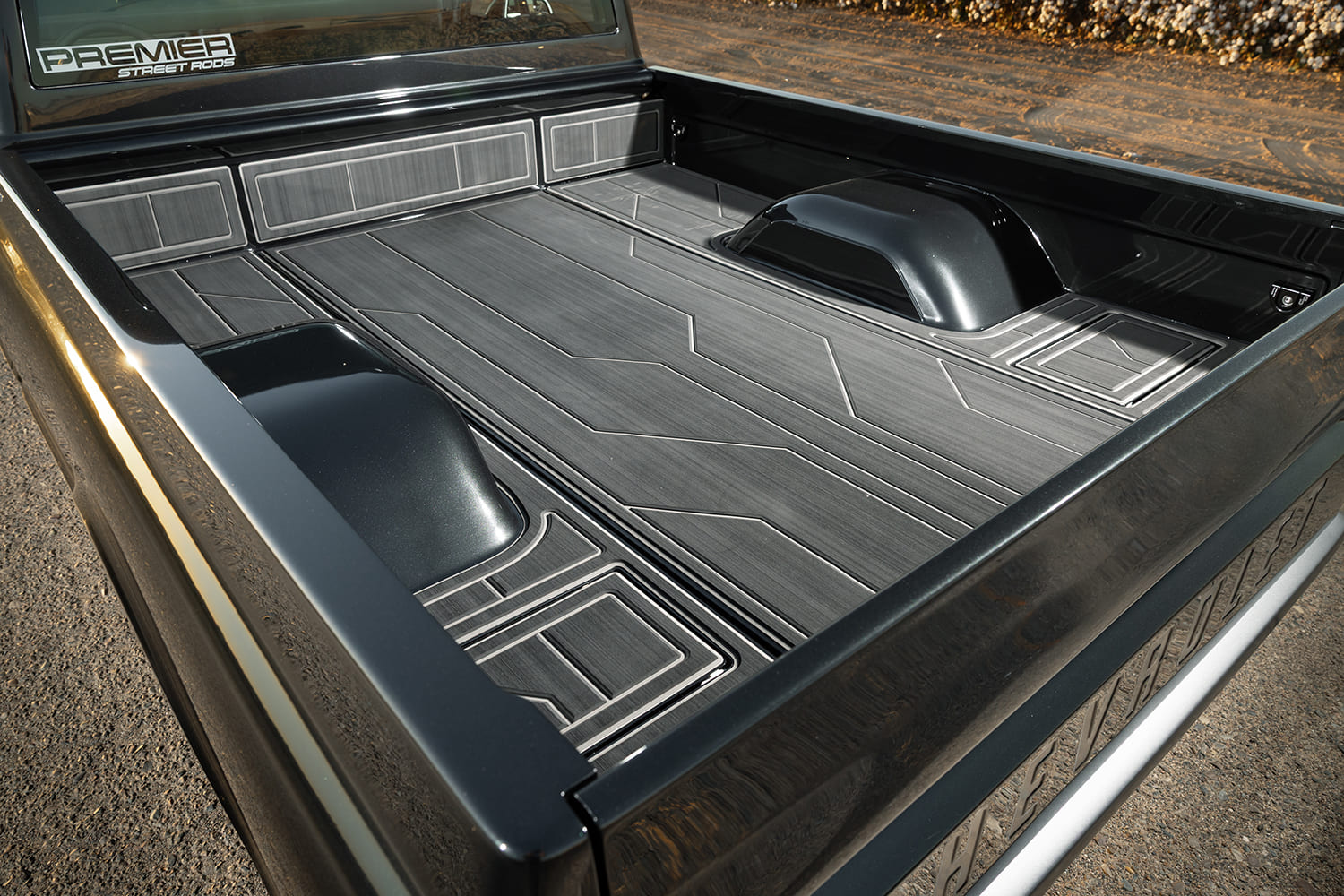 15 Custom fabricated truck bed silver inlays Premier Street Rods decal 1968 Chevy C10