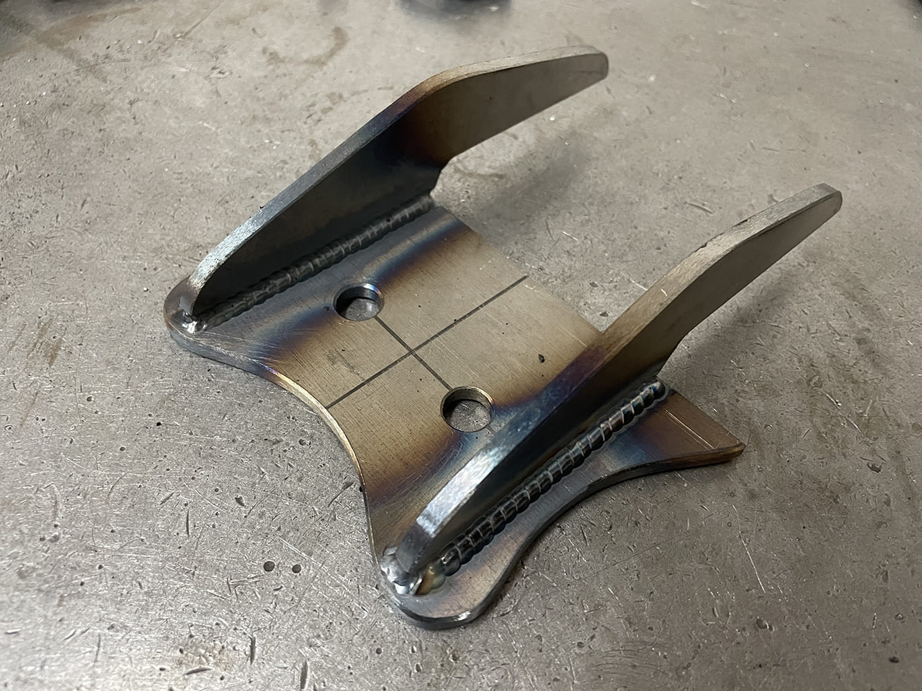 15 Welded steel transmission mount bracket fresh fabrication shop workbench Chevy C10 parts