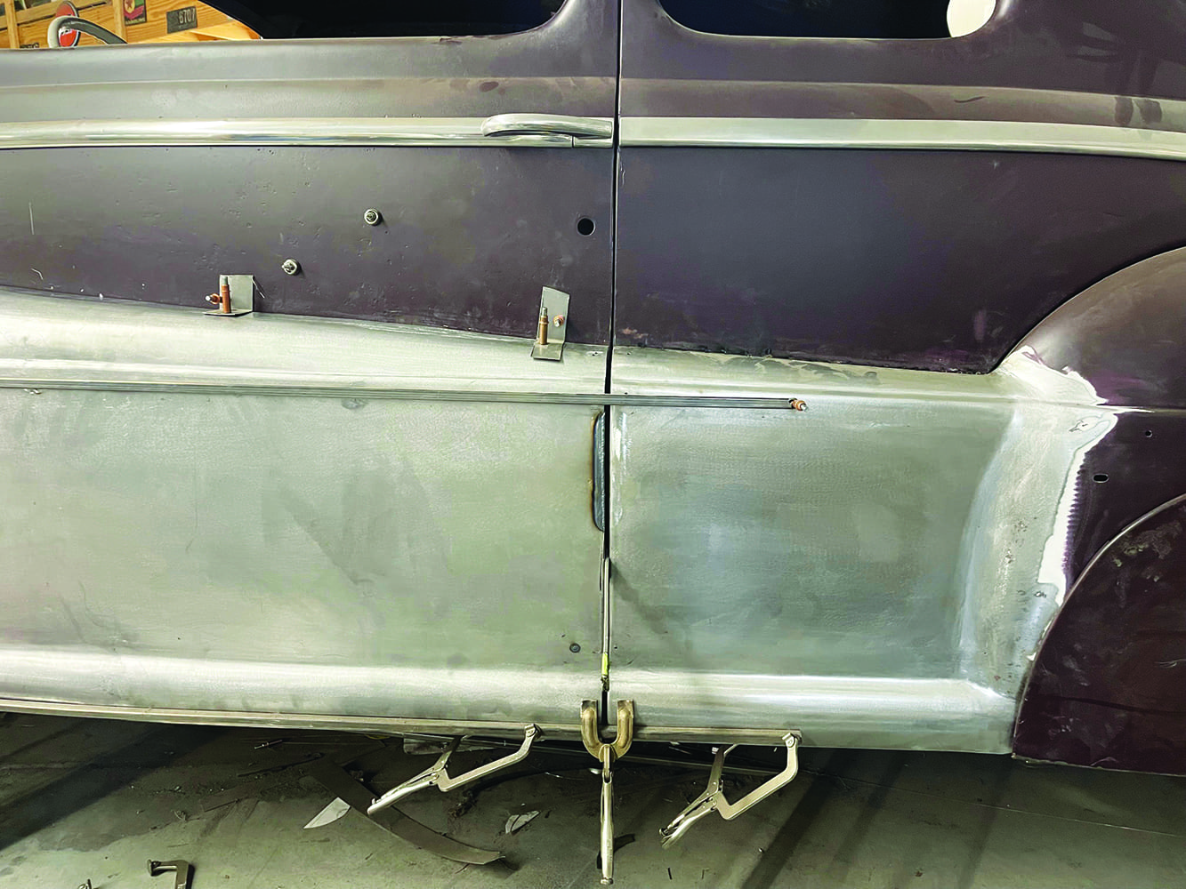 19 1947 Ford coupe door and fadeaway fender alignment metal clamps panel fitment