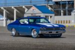 002 1969 Chevelle SS blue white stripes Pro Touring stance polished 5 spoke wheels red calipers