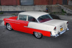 004 1955 chevy bel air high side angle red white restomod clean body lines