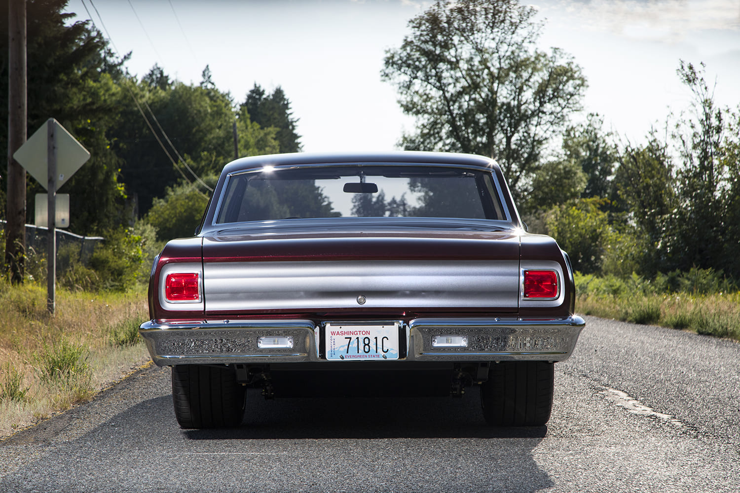 004 1965 Chevrolet Chevelle rear view classic taillights chrome bumper stance