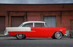 005 1955 chevy bel air profile shot two tone classic coupe chrome accents wheels