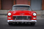 006 1955 chevy bel air front view chrome grille headlights red paint classic
