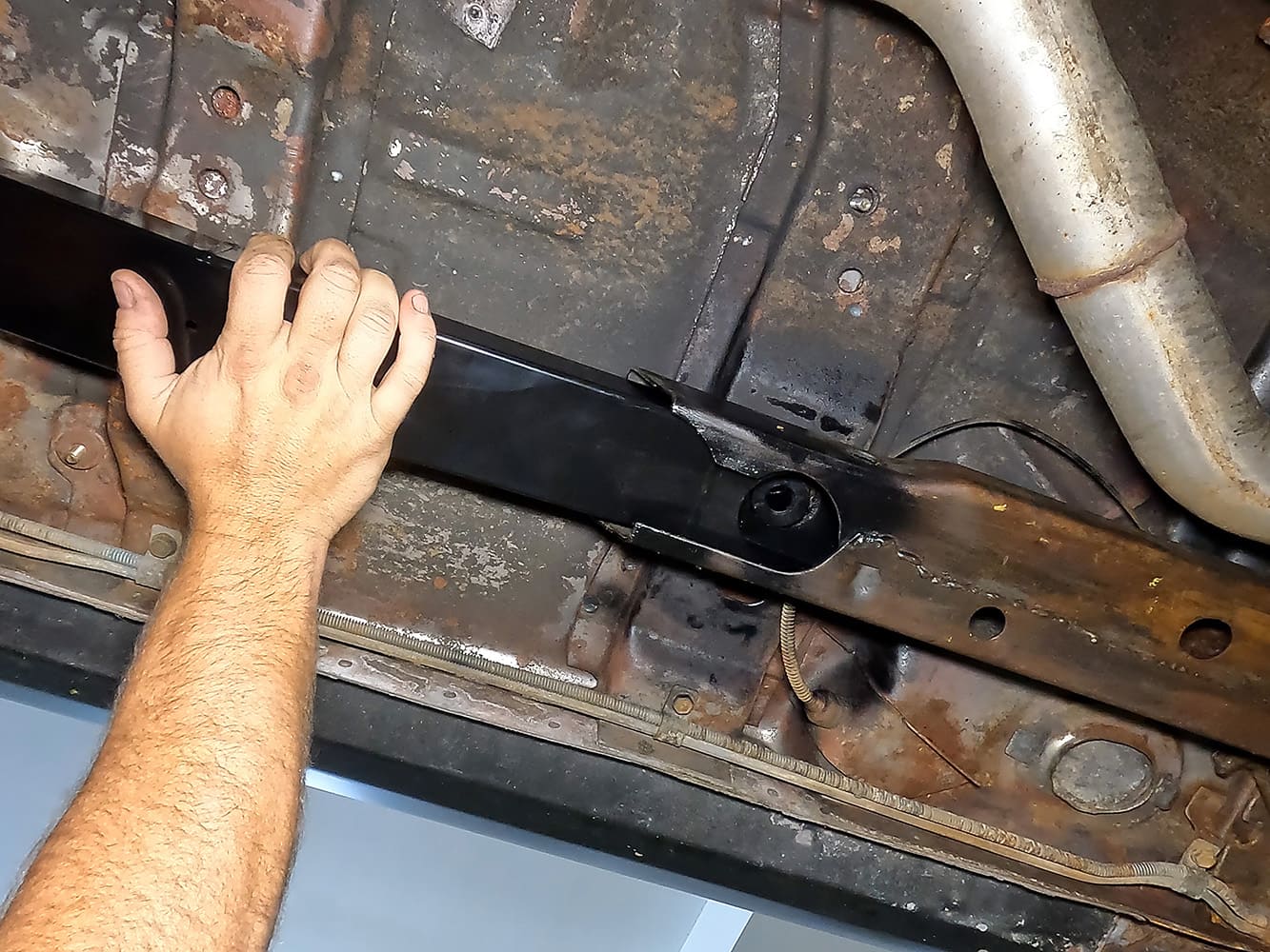 008 1978 camaro subframe connector test fit under chassis floor pan