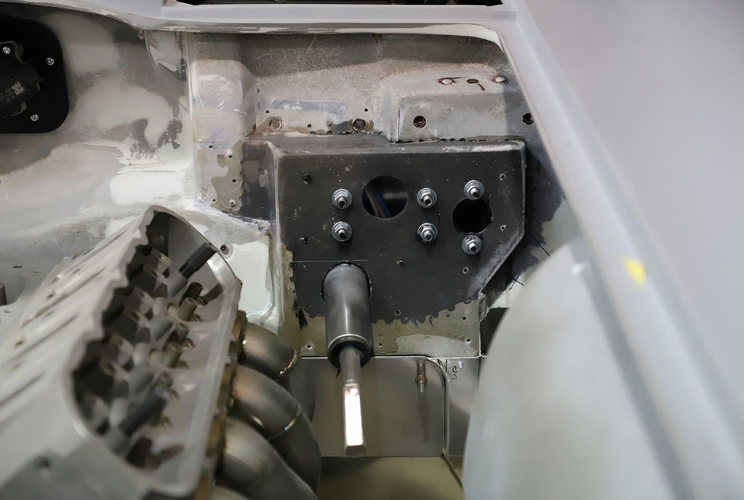 009 1965 Corvette firewall box mock up exhaust pass through tube