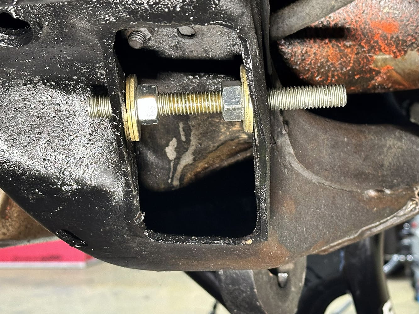 011 1978 camaro suspension bolt install front subframe hardware alignment upgrade