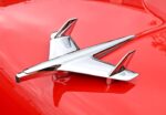 015 1955 chevy bel air chrome airplane hood ornament classic red paint