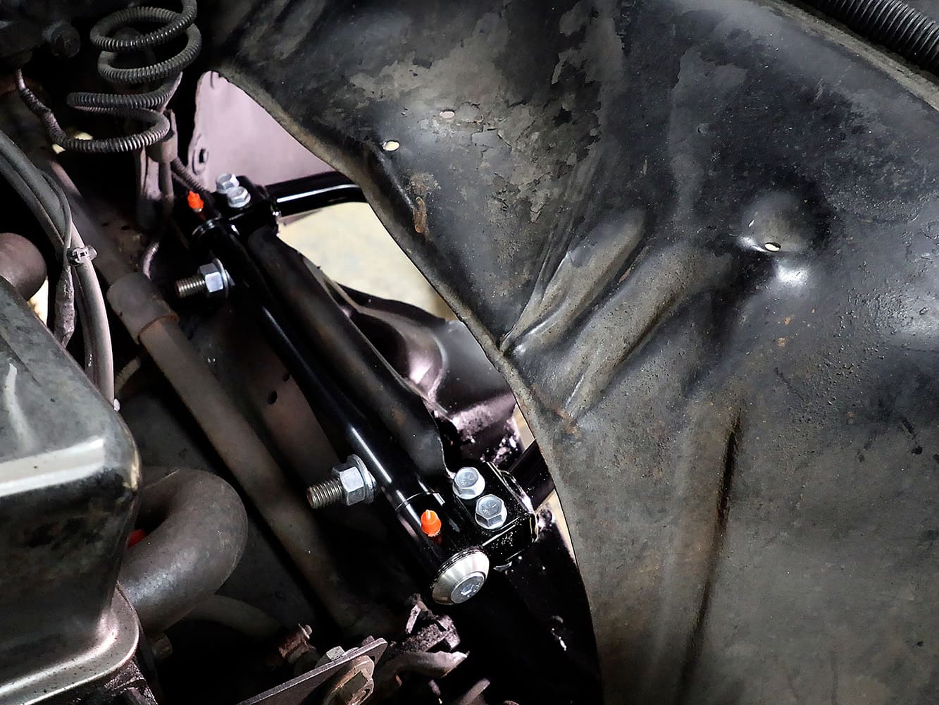 015 1978 camaro qa1 upper control arm installed in wheel well view