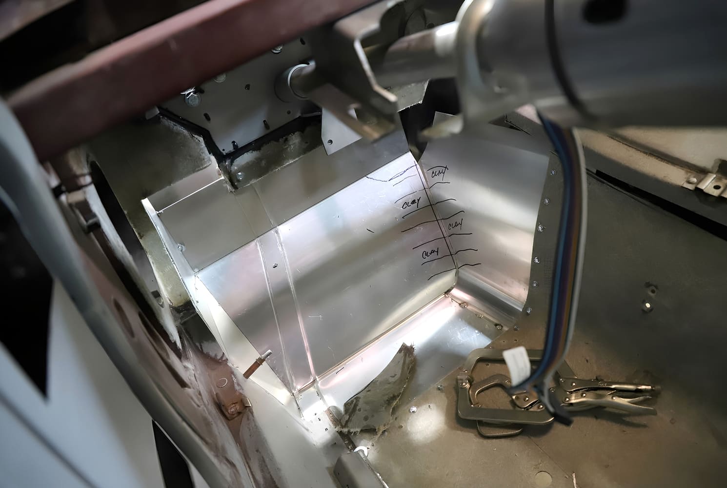 016 1965 Corvette footwell fabrication with aluminum patch panel test fit