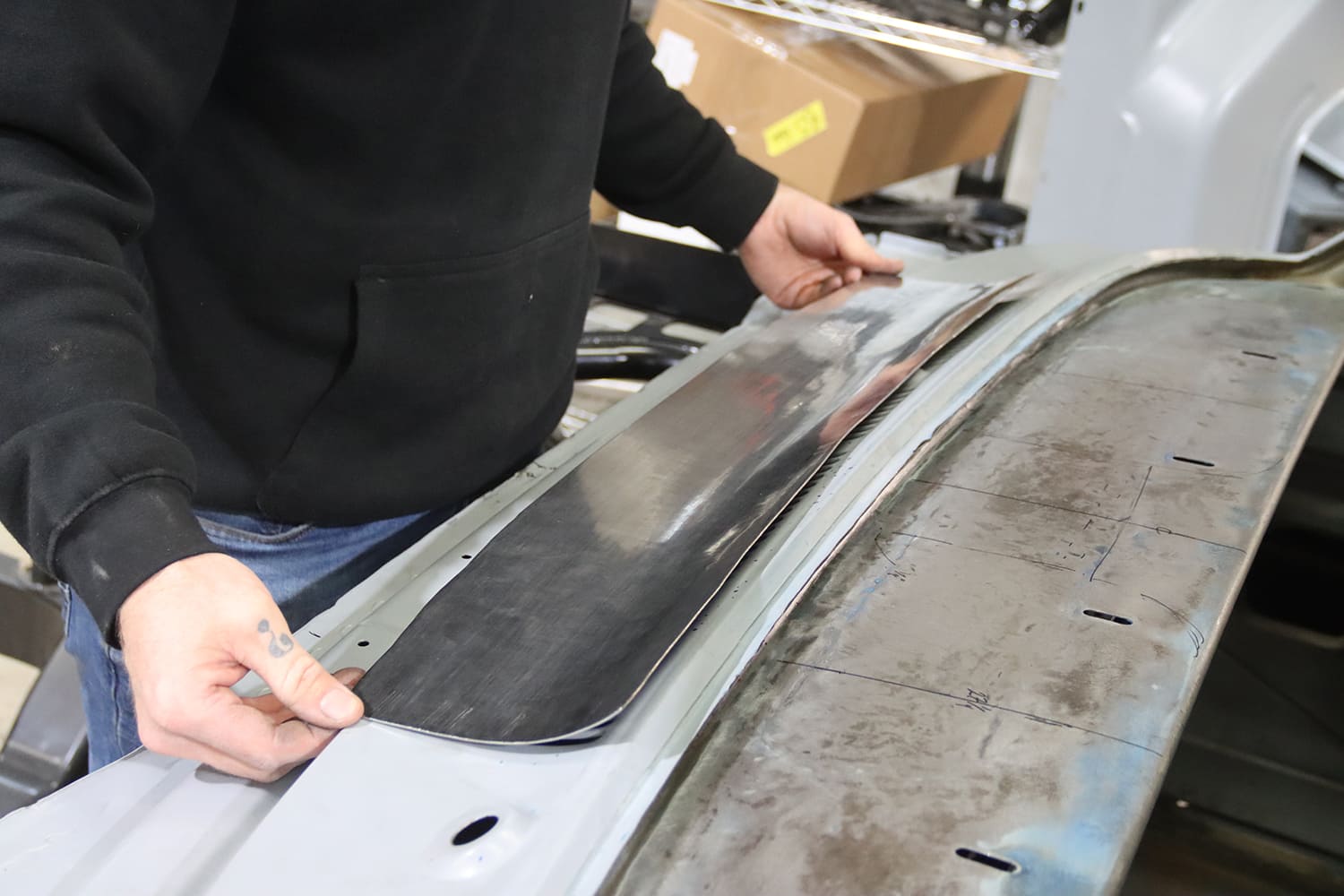 017 1967 Nova custom cowl filler panel test fit showing tight alignment and clean transition