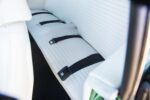017 1969 Chevrolet Camaro white rear bench seat with black lap seat belts restored interior