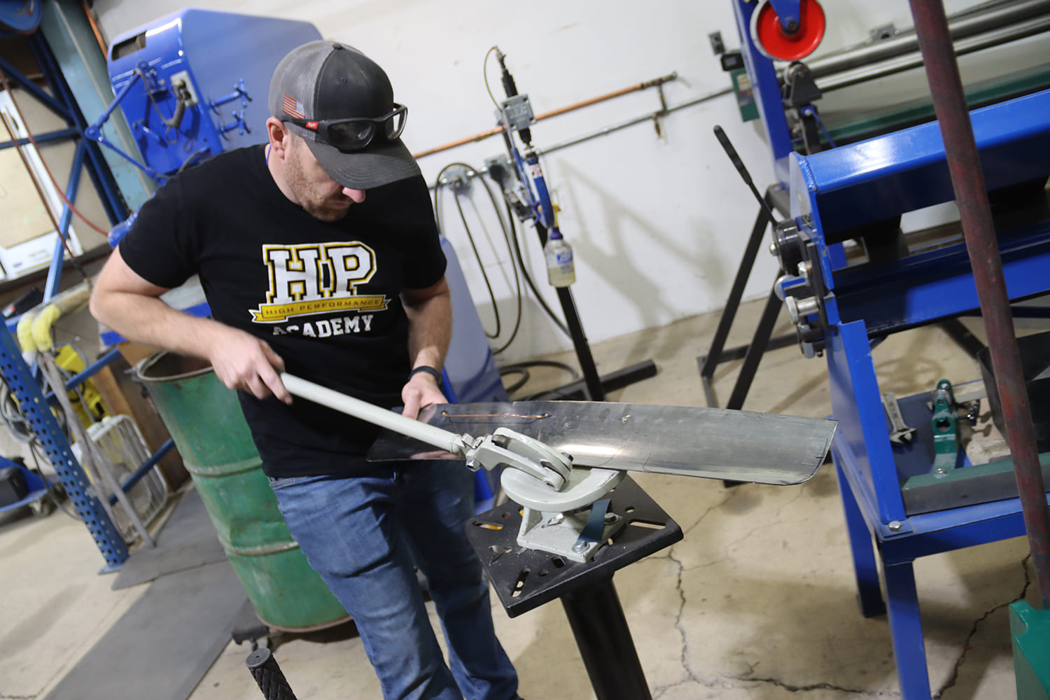 019 1967 Nova cowl patch flanged using shrinker stretcher tool for refined edge profile