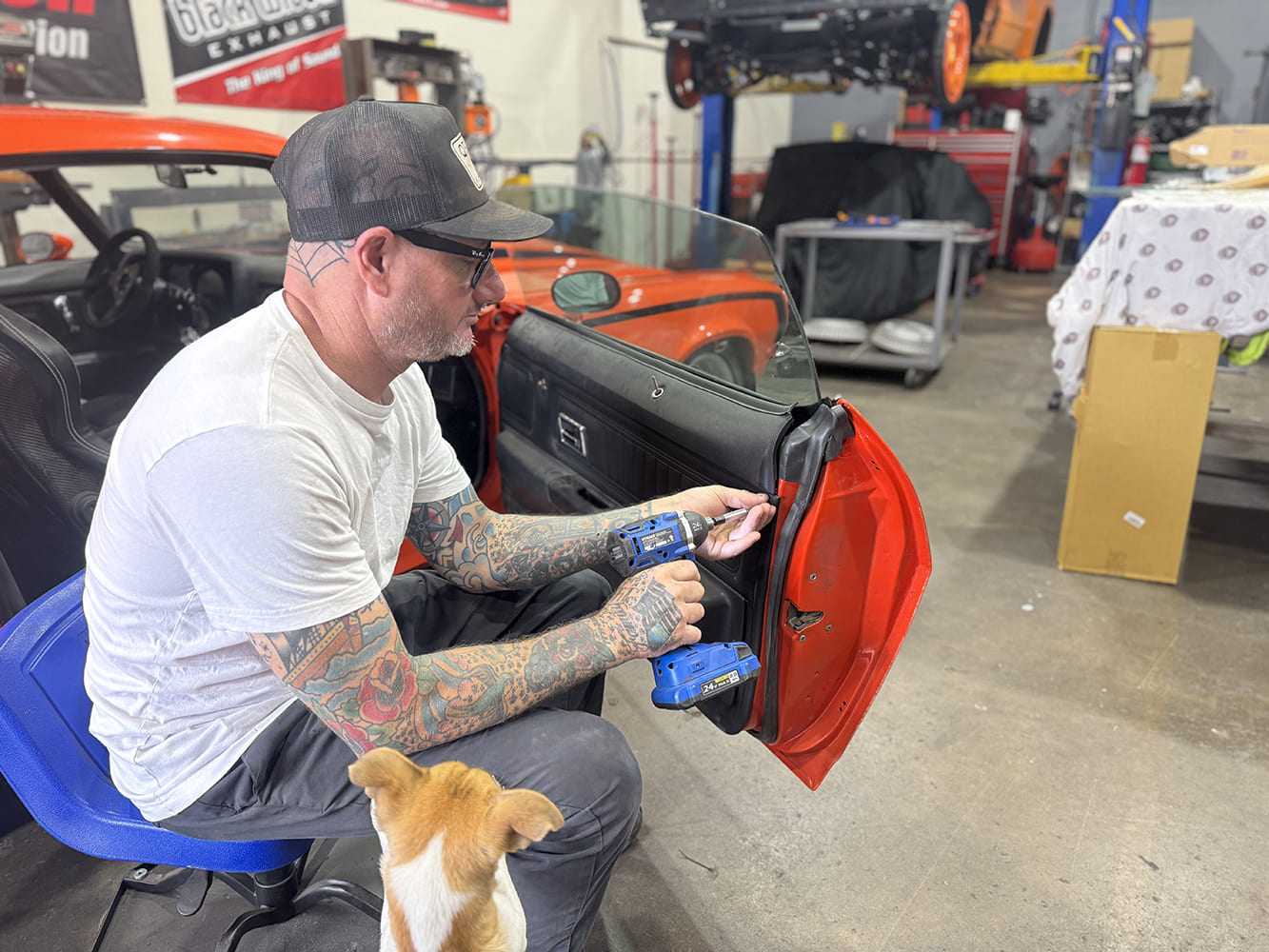 028 1971 camaro upper window stop being test fitted on door