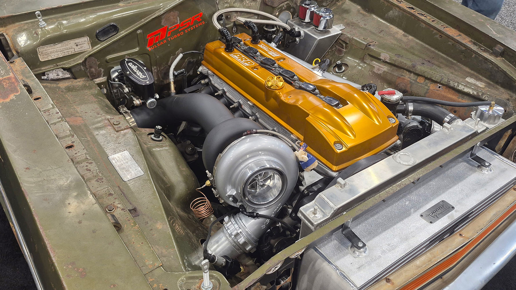 03 1968 dodge d100 engine bay turbo four cylinder swap custom