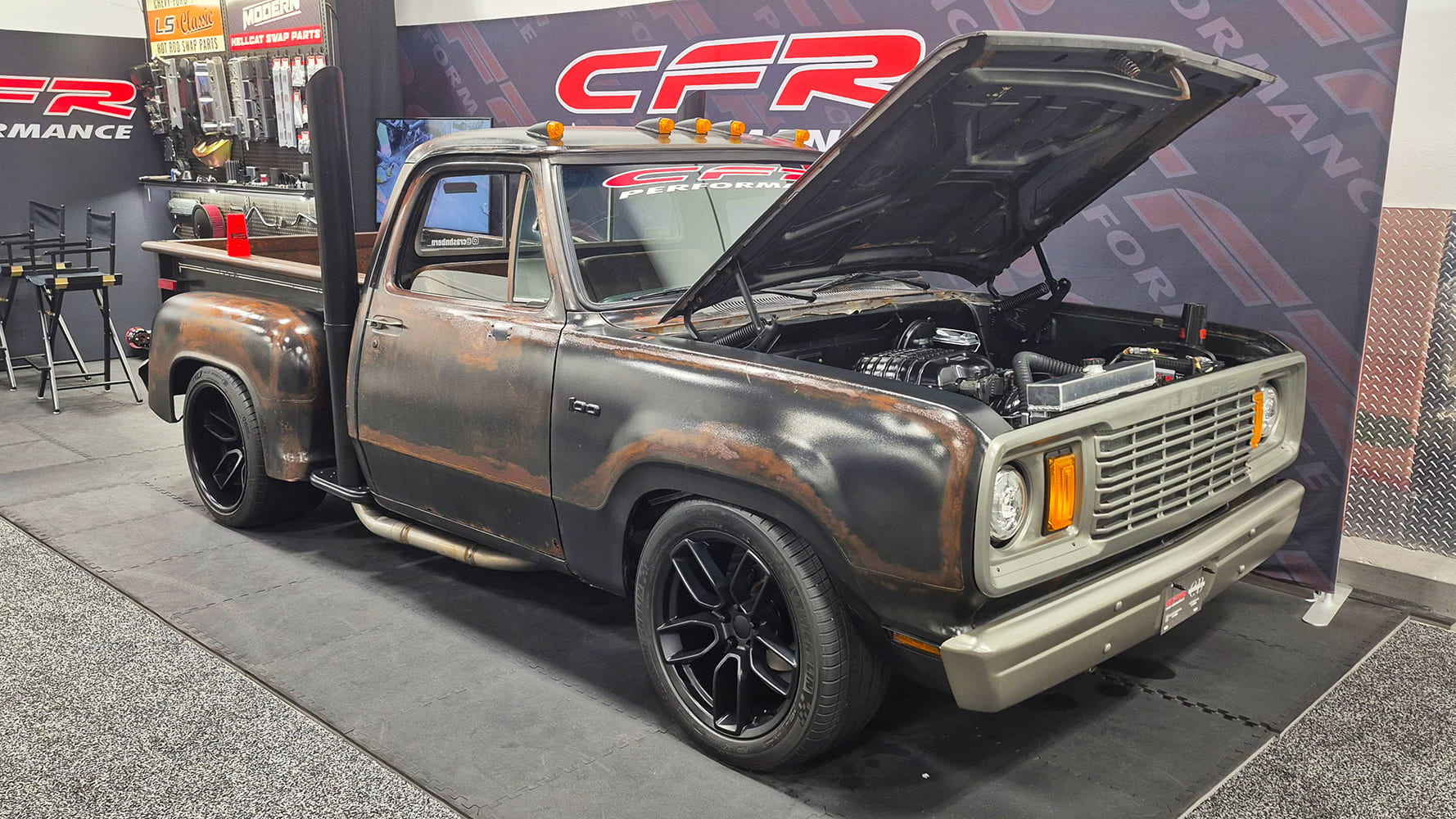 12 1969 ford f100 pickup patina restomod hellcat swap hood open sema