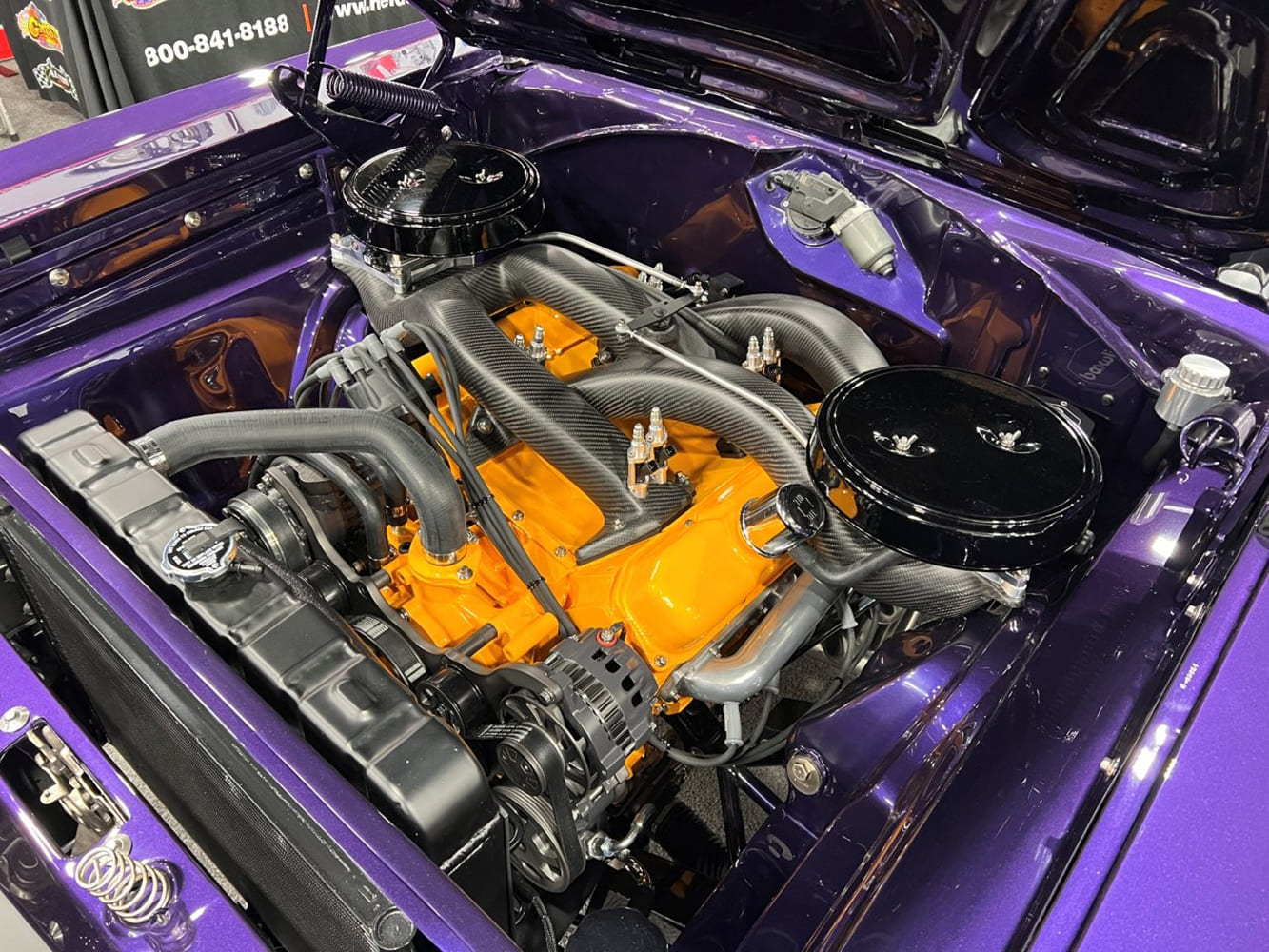 21 1970 dodge charger custom v8 engine bay orange valve covers carbon intake