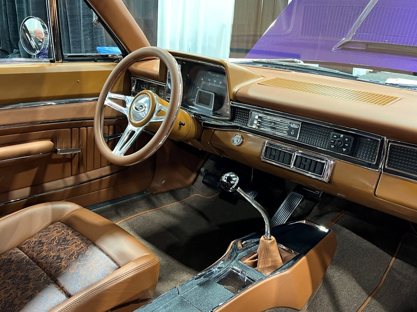22 1970 dodge charger custom interior tan leather console shifter restored