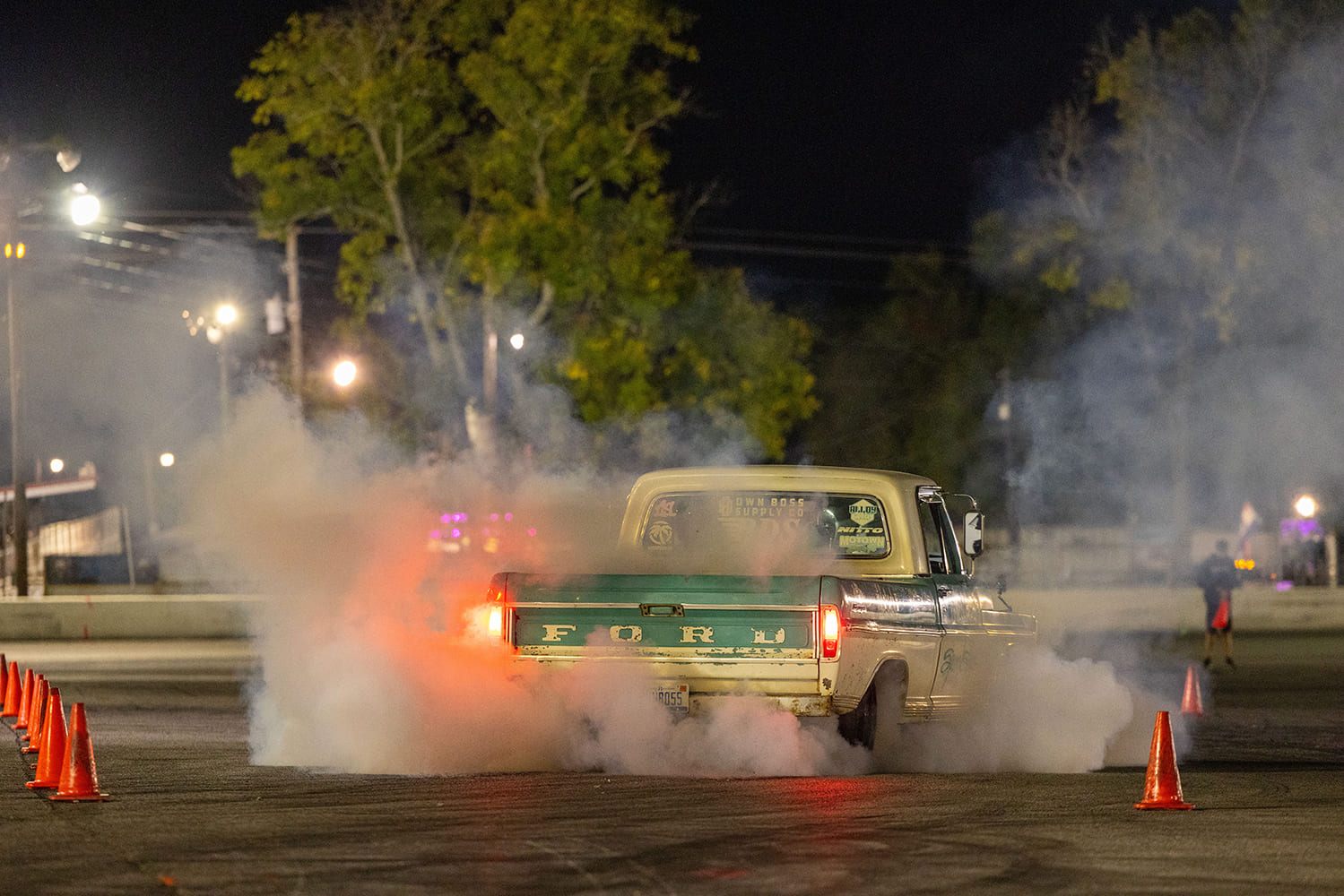 03 1967 Ford F 100 drift burnout rear view classic slammed truck