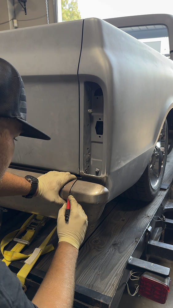 04 1967 c10 rear bumper layout bumper cut line marking