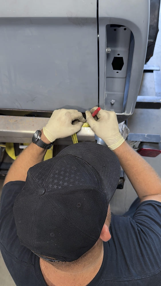 06 1967 c10 bumper measuring marking tape prep narrowing