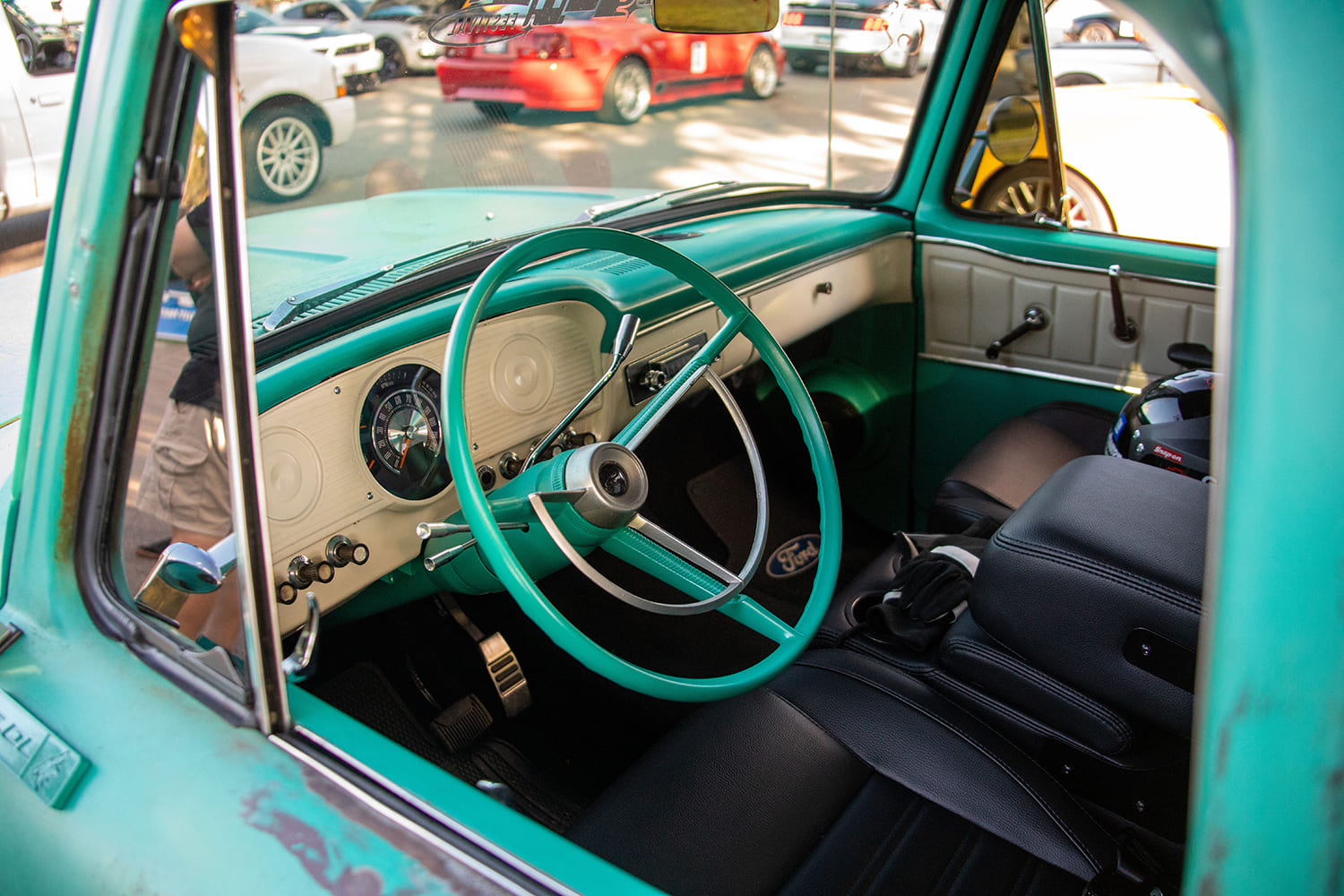 11 1966 Ford F 100 interior custom retro steering wheel dash hot rod truck