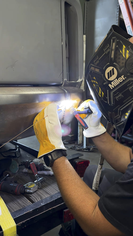 17 1967 c10 bumper full seam weld finished bead heat marks