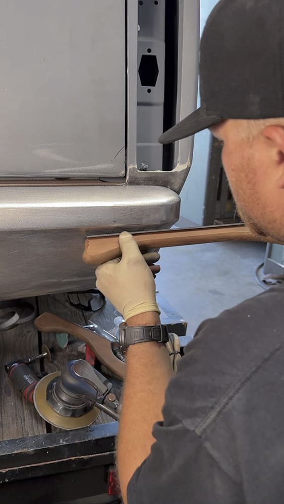 20 1967 c10 bumper finishing detail roloc sander and contouring