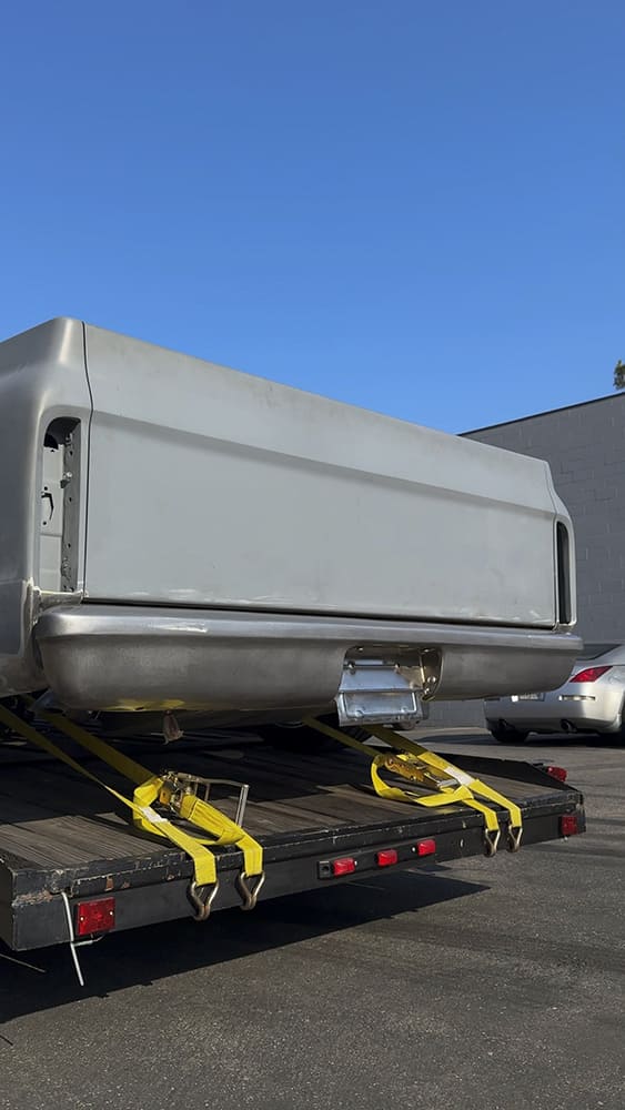 23 1967 c10 custom rear bumper final mockup trailer loaded fabrication complete