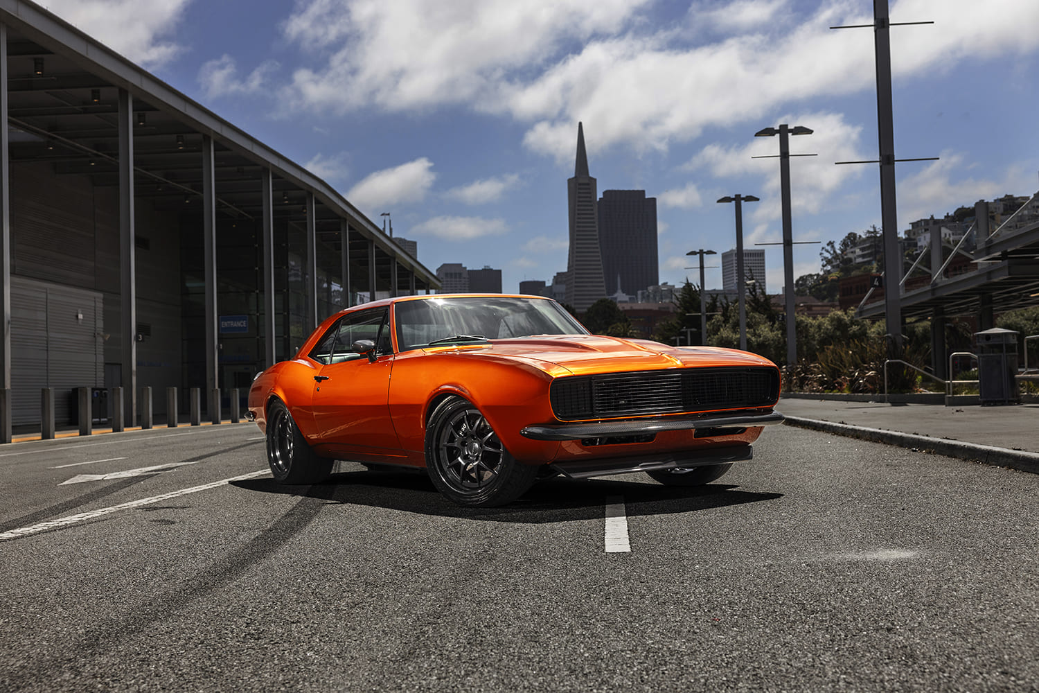 002 1967 chevy camaro custom orange paint lowered stance