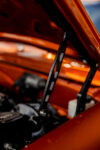 006 1967 chevy camaro billet hood hinges orange engine bay
