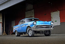 01 1957 Chevy Bel Air gasser custom baby blue