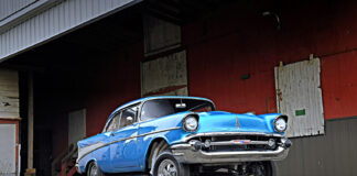 01 1957 Chevy Bel Air gasser custom baby blue