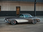 1958 Corvette restomod side profile two tone brown white paint modern wheels classic sports car