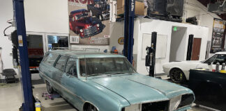 01 1965 chevelle wagon disassembly stage shop lift missing front clip custom wheels