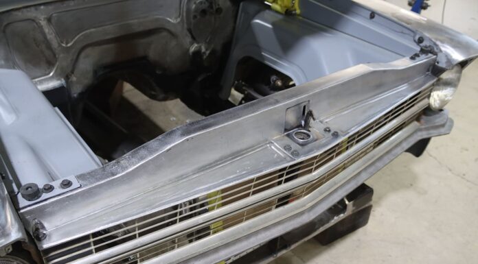 01 1967 chevy nova grille and core support bare metal mockup