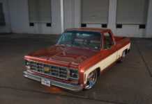 01 1977 Chevy C10 Silverado squarebody two tone lowered stance front view