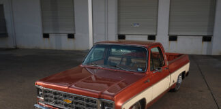 01 1977 Chevy C10 Silverado squarebody two tone lowered stance front view