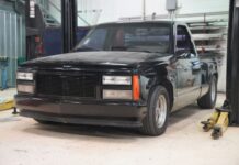 01 1990 Chevy C1500 OBS black lowered project truck billet grille static drop
