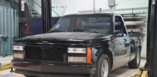 01 1990 Chevy C1500 OBS black lowered project truck billet grille static drop