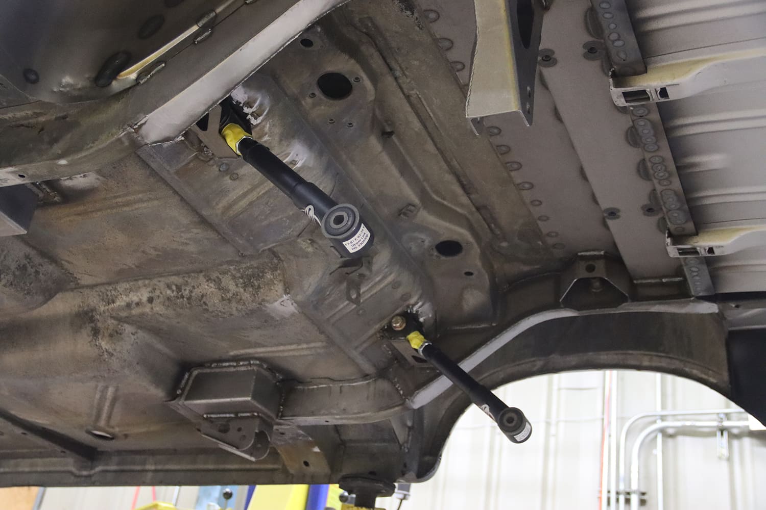 013 1963 Chevy Nova Upper control arms test fitted to verify Detroit Speed geometry alignment